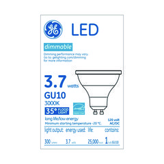 GE LED MR16 GU10 Dimmable Warm White Flood Light, 3.7 W