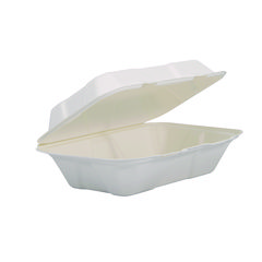Dart® Compostable Fiber Hinged Containers, ProPlanet Seal, 6.34 x 9.06 x 1.97, Ivory, Molded Fiber, 200/Carton