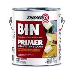 Zinsser® BIN Shellac-Base Interior and Spot Exterior Primer, Interior, Flat White, 1 gal Bucket/Pail, 4/Carton