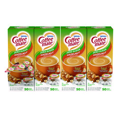 Coffee mate® Liquid Coffee Creamer, Zero Sugar Hazelnut, 0.38 oz Mini Cups, 50/Box, 4 Boxes/Carton