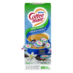 Coffee mate® Liquid Coffee Creamer, Zero Sugar French Vanilla, 0.38 oz Mini Cups, 50/Box