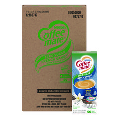 Coffee mate® Liquid Coffee Creamer, Zero Sugar French Vanilla, 0.38 oz Mini Cups, 50/Box, 4 Boxes/Carton, 200 Total/Carton