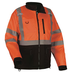 GloWear 8351 Class 3 Hi-Vis Windbreaker Water-Resistant Jacket, Small, Orange