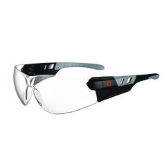 Skullerz SAGA Anti-Scratch/Enhanced Anti-Fog Safety Glasses, Matte Black Frameless, Clear Polycarb Lens