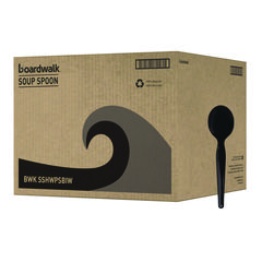 Boardwalk® Heavyweight Wrapped Polystyrene Cutlery, Soup Spoon, Black, 1,000/Carton