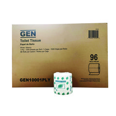 GEN Small Roll Bath Tissue, Septic Safe, 1-Ply, White, 1,000 Sheets/Roll, 96 Rolls/Carton