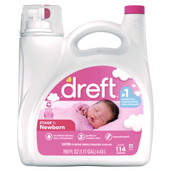 Dreft® Ultra Laundry Detergent, Baby Powder Scent, 150 oz Bottle, 4/Carton
