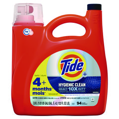 Tide® Hygienic Clean Heavy 10x Duty Liquid Laundry Detergent, Original Scent, 132 oz Pour Bottle, 4/Carton