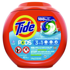 PODS Laundry Detergent, Clean Breeze, 36 oz Tub, 42 Pacs/Tub, 4 Tubs/Carton