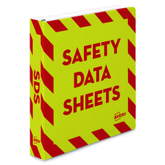 Avery® Heavy-Duty Preprinted Safety Data Sheet Binder, 3 Rings, 1.5" Capacity, 11 x 8.5, Yellow/Red