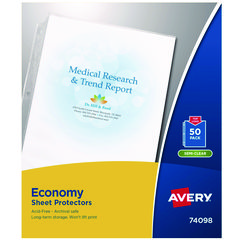 Avery® Top-Load Sheet Protector, Economy Gauge, Letter, Semi-Clear, 50/Box