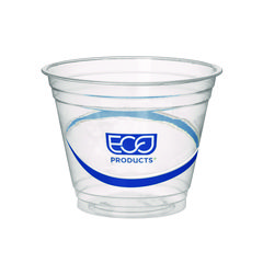 Eco-Products® BlueStripe 25% Recycled Content Cold Cups, 9 oz, Clear/Blue, 50/Pack, 20 Packs/Carton