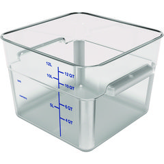 Squares Polycarbonate Food Storage Container, 12 qt, 11.13 x 11.13 x 8.25, Clear, Plastic