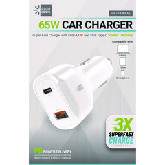 ByTech® PD Car Charger, 60 W, Two 2 A Ports, White