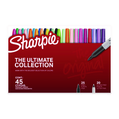 Sharpie® Permanent Markers Ultimate Collection, Assorted Tip Sizes/Assorted Tip Types, Assorted Colors, 45/Pack