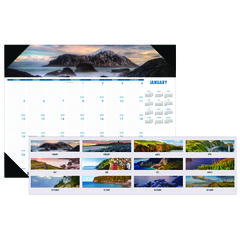 House of Doolittle™ Earthscapes Recycled Monthly Desk Pad Calendar, Coastlines Photos, 22 x 17, Black Binding/Corners,12-Month (Jan-Dec): 2024