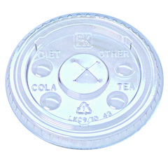 Kal-Clear/Nexclear Drink Cup Lids, Flat Lid w/X-Style Straw Slot and Flavor Buttons, Fits 9-10 oz Cold Cups, Clear, 2,500/CT