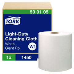Tork® Light Duty Cleaning Cloth, Giant Roll, 1-Ply, 9 x 12.4, White, 1,450 Sheet Roll/Carton