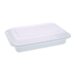 Pactiv Evergreen Newspring VERSAtainer Microwavable Containers, 8.8 x 6 x 2, White/Clear, Base/Lid Combo, 150/Carton