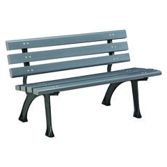 Recycled Plastic Benches with Back, 48 x 23 x 28, Gray