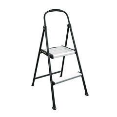 2-Step Stepstool, 250 lb Capacity, 19" Working Height, 22.5" Spread, Black/Silver CSC11325ABK1E