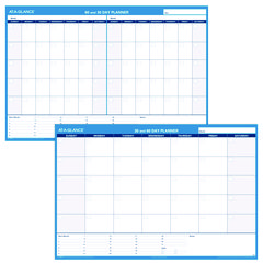 30/60-Day Undated Horizontal Erasable Wall Planner, 48 x 32, White/Blue Sheets, Undated