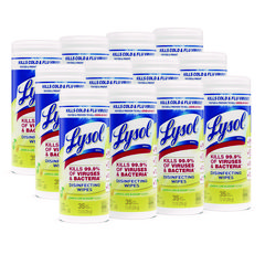 Disinfecting Wipes, 1-Ply, 7 x 7.25, Lemon and Lime Blossom, White, 35 Wipes/Canister, 12 Canisters/Carton