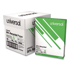 30% Recycled Copy Paper, 92 Bright, 20 lb Bond Weight, 8.5 x 11, White, 500 Sheets/Ream, 5 Reams/Carton