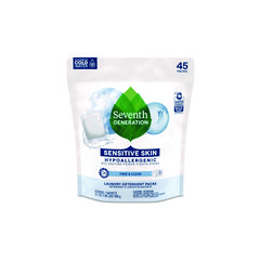 Seventh Generation® Natural Laundry Detergent Packs, Powder, Unscented, 45 Packets/Pack, 8/Carton