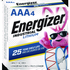 Energizer® Industrial Lithium AAA Battery, 1.5 V, 4/Pack
