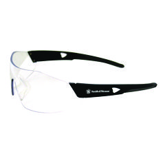 44 Magnum Safety Glasses, Black Frame, Clear Lens, 12/Box