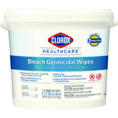 Bleach Germicidal Wipes, 1-Ply, 12 x 12, Unscented, White, 110/Bucket
