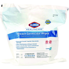 Bleach Germicidal Wipes, 1-Ply, 12 x 12, Unscented, White, 110/Bag