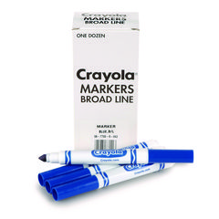 Broad Line Washable Markers, Broad Bullet Tip, Blue, 12/Box