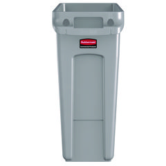 Slim Jim Waste Container with Handles, 16 gal, Plastic, Light Gray