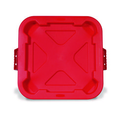 Square BRUTE Lid, 21.88w x 21.88d x 2.13h, Red, 6/Carton RCPFG352900RED