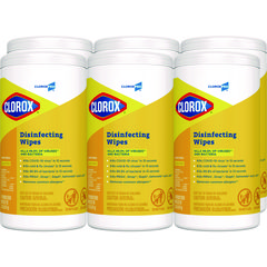 Disinfecting Wipes, 1-Ply, 7 x 8, Lemon Fresh, White, 75/Canister, 6/Carton