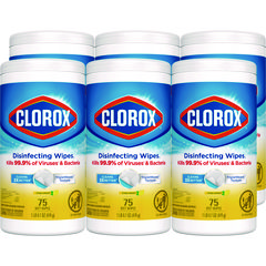 Disinfecting Wipes, 1-Ply, 7 x 7.75, Crisp Lemon, White, 75/Canister, 6 Canisters/Carton