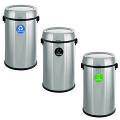 17 Gallon Stainless Steel Indoor Recycling, Trash and Compost Bins with Swivel Lid ALH47065L1RTCO