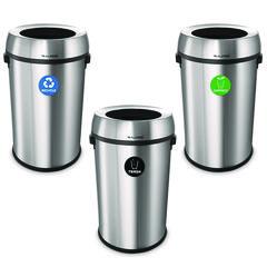 17 Gallon Stainless Steel Open Top Recycling, Trash and Compost Station ALH47065LRTCO