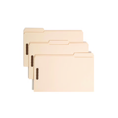 Top Tab Fastener Folders, 1/3-Cut Tabs: Assorted, 0.75" Expansion, 2 Fasteners, Legal Size, Manila Exterior, 50/Box