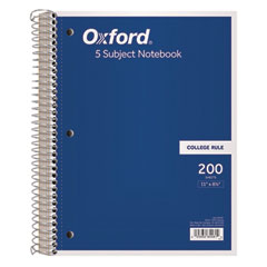 Coil-Lock Wirebound Notebook, 3-Hole Punched, 5-Subject, Medium/College Rule, Randomly Assorted Covers, (200) 11 x 8.5 Sheets