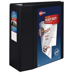 Heavy-Duty View Binder with DuraHinge and Locking One Touch EZD Rings, 3 Rings, 5" Capacity, 11 x 8.5, Black