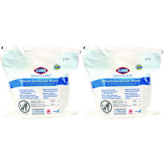 Bleach Germicidal Wipes, 1-Ply, 12 x 12, Unscented, White, 110/Refill, 2 Refills/Carton