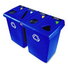 Rubbermaid® Commercial Glutton Recycling Station, Four-Stream, 92 gal, Plastic, Blue ; Non-Stock Item - Extended Delivery Time