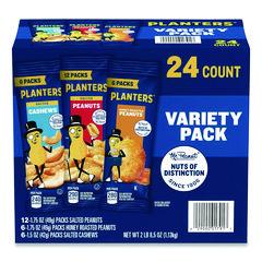 Planters® Salted Nuts Variety Pack, Assorted Flavors, 1.5 oz/1.75 oz Packs, 24/Carton ;