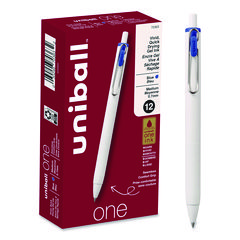 uniONE Gel Pen, Retractable, Medium 0.7 mm, Blue Ink, White/Blue Barrel, Dozen UBC70363