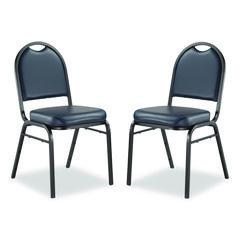 9200 Series Premium Upholstered Stack Chair, Vinyl, Supports 500 lb, 19" Seat Ht, Midnight Blue Seat/Back, Black Base,2/Pack NPS9204BT2