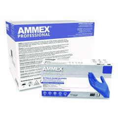AMMEX® Professional Nitrile Exam Gloves, Powder-Free, Medium, 3 mil Thick, 9.5" Long, Blue, 100/Box, 10 Boxes/Carton ; Non-Stock Item - Extended Delivery Time
