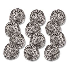 Stainless Steel Scrubber, Silver, 12/Carton MMM19084